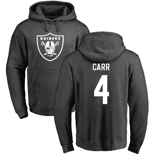 Men Oakland Raiders Ash Derek Carr One Color NFL Football #4 Pullover Hoodie Sweatshirts